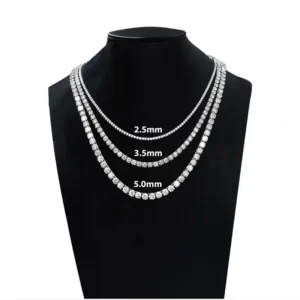 RENSINO Moissanite Diamond Chain Gold Plated Silver 925 Necklace Chain 2mm 3mm 4mm Round Cut High Quality Moissanite Necklace