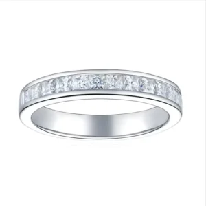 RENSINO Moissanite Jewelry Silver Bridal Ring Set Silver Square Princess Cut 2x2mm Couple Wedding Ring 925 Italian Silver Ring