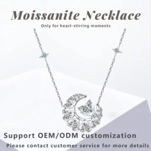 RENSINO Moissanite Necklace Heart shaped Necklace High end Fashion Jewelry Pendant Gold Plated 925 Sterling Silver with GRA Certificate