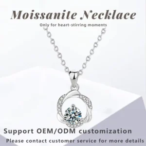 RENSINO Moissanite Necklace Mobius Flow Necklace High end Fashion Jewelry Pendant Gold Plated 925 Sterling Silver with GRA Certificate