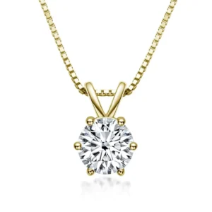 RENSINO Moissanite Necklace Women 925 Sterling Silver Link Chain Jewelry 1ct 2ct 3ct Round Cut Gold Plated Luxury Gift