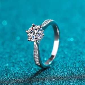 RENSINO Moissanite Ring D Color VVS 925 Sterling Sliver Rings Gold Plated Moissanite Engagement Promise Diamond Rings with Certificate