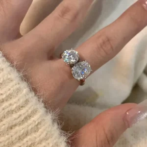 RENSINO Moissanite Ring S925 Sterling Silver 3-carat Oval Shape D-color Moissanite Ring European and American Wedding Ring
