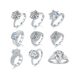 RENSINO Moissanite Rings 925 Sterling Silver GRA Certified Round Cut 5 Carat Vvs Moissanite Rings Women Wedding Engagement