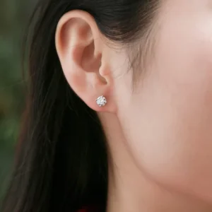 RENSINO Moissanite Round Stud Earrings Plated S925 Sterling Silver VVS1 Lab Diamond Unisex Jewelry Party Classic Earrings
