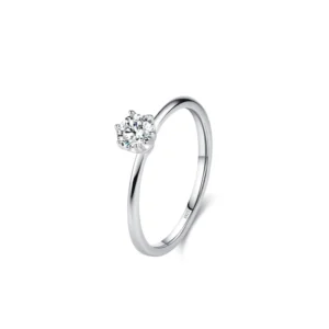 RENSINO Moissanite S925 Sterling Silver Six Claw Single Diamond Ring Fashionable Commuting Temperament Closed Ring