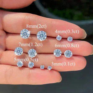RENSINO Moissanite Stud Earrings Pass Diamond Tester Hip Hop Jewelry 925 Sterling Silver VVS Moissanite Stud Earrings for Men Women