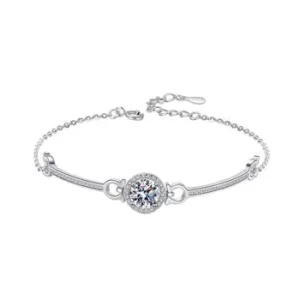 RENSINO Moissanite Tennis Bracelet Fashionable Bangle 925 Sterling Silver Unisex Dainty Sparkling Rhodium Plated Jewelry