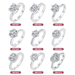 RENSINO Moissanite Women Ring S925 Silver Ring 1ct 2ct D VVS1 Loose Stone Engagement Ring