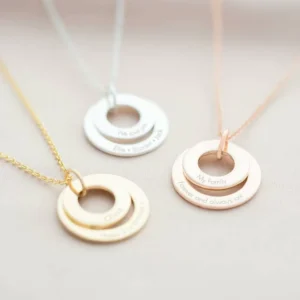 RENSINO Most Popular Trendy Style 925 Sterling Silver Women Eternal Rose Necklace Double 18k Eternity Ring Pendant Necklace