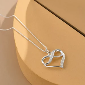 RENSINO Mother’s Day Cubic Zircon S925 Infinity Heart Shape Silver Women Necklace