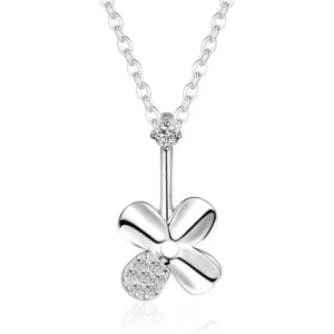 RENSINO Ms S925 Silver Contracted Fashion Clover Chain Necklace