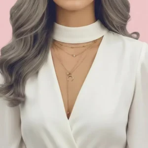RENSINO Multi Layer Necklace Alloy Diamond Moon Four Layer Necklace