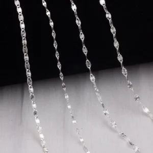 RENSINO Multi Style S925 Sterling Silver Sunburst Sequin Chains Patterned Lip Anchor Chain for DIY Handmade Jewelry Making Accessories