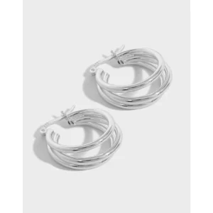RENSINO Multi layer Circle Round Big Hoop Earrings for Women 925 Sterling Silver Jewelry Gifts