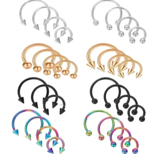 RENSINO Multicolor Lip Ring Stainless Steel C shaped Nose Ring Fashion Nasal Septum Women’s Age Earrings cartilage
