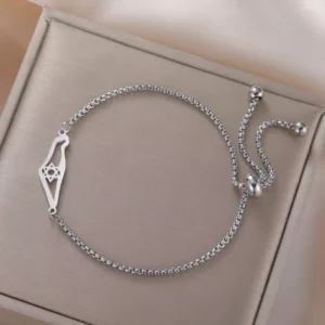 RENSINO Myshape Star of David Map Charm Bracelet Women Men Stainless Steel Adjustable Box Chain Bracelets Jewish Jewelry Gift