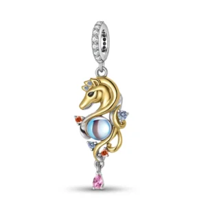 RENSINO Mysterious and Elegant unicorn Pendant Charm Real 925 Sterling Silver Beads for Women Charm Bracelet Necklace Jewelry Making