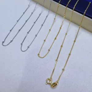 RENSINO N54 60cm Silver Chain Adjustable Manufacturer 925 Sterling Silver Gold Plated Chain S925 Necklace Silver Jewelry