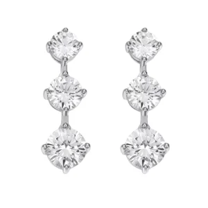 RENSINO NOVA Punk Rhodium Plated Claw Setting Moissanite Tassel Drop Earrings Women’s Sterling Silver Geometric Full Long Super Fairy
