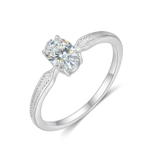 RENSINO NOVA S925 Silver Gold & Rhodium Plated Oval Moissanite Prong Set Women’s Luxury Engagement Ring