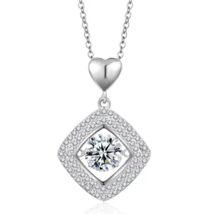 RENSINO NOVA S925 Silver Rose Gold Plated O Chain Moissanite Square Pendant Necklace for Women Light Luxury