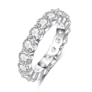RENSINO NOVA Women’s D-color Brilliant Cut Moissanite 18k Platinum Plated 925 Sterling Silver Prong Setting International Ring