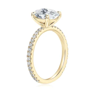 RENSINO NOVA Women’s S925 Sterling Silver Gold Plated Light Luxury Oval Cut Moissanite Ring