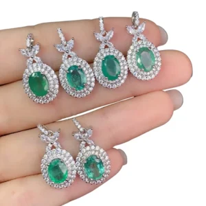 RENSINO Natural Colombian Emerald Pendant Main Stone Size 4*6mm Expertly Set in Electroplated 925 Sterling Silver