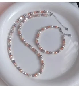 RENSINO Natural Freshwater Baroque Pearl Necklace Accessories for Women’s Summer Collarbone Chain Niche Necklace Accessories