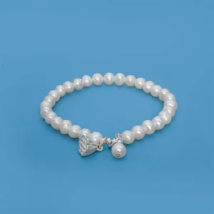 RENSINO Natural Freshwater Pearl Bracelet with 925 Sterling Silver Lotus Flower & Seedpod Design Elegant Women Everyday Wear