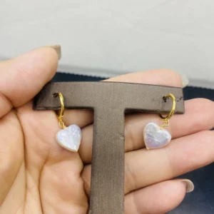 RENSINO Natural Freshwater Pearl Stud Earrings White 5A Quality Heart Shaped Baroque Style 925 Sterling Silver