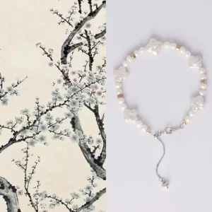 RENSINO Natural Freshwater Round & Baroque Four Leaf Clover Pearl Bracelet with 925 Sterling Silver