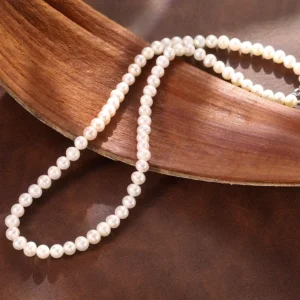 RENSINO Natural High Grade Freshwater Pearl Bead Chain Necklace 925 Sterling Silver Chain for Jewelry