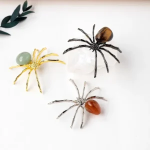 RENSINO Natural Tumbled Crystal Spider Ornament Amethyst Rough Stone Animal Mineral Specimen Desktop Decorative Craft Ornaments