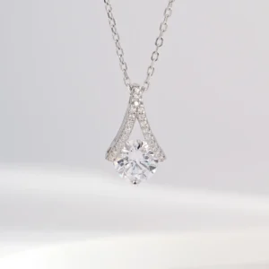RENSINO Necklace Jewelry Rhodium Plated Cubic Zirconia Teardrop Pendant Necklace 925 Sterling Silver Fine Jewelry