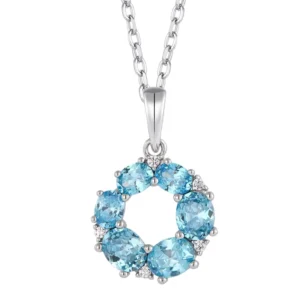 RENSINO Necklace Manufacturers Sterling Silver Custom Necklace Circular Blue Purple Zircon Women’s Fashion Necklace Pendant