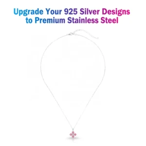 RENSINO Necklaces for Women Custom Silver Steel Dainty Colorful Birthstone Necklace Cz Zirconia Charm Creative Clover Necklaces Jewelry