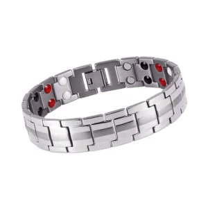 RENSINO New 16mm Gold Plated Lover Charm Bracelets for Women Man Heart Health Energy Dragon Pattern Double Row Magnetic Bracelet