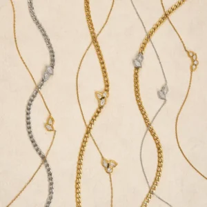 RENSINO New 18k Gold Plated Tarnish Free French Lucky Grass Tear Zircon Design Pendant Clavicle Necklace Bracelet Anklet Set