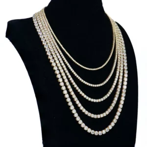 RENSINO [New] 2mm Gold Silver Plated Tennis Necklace Women’s Simple High-end Jewelry