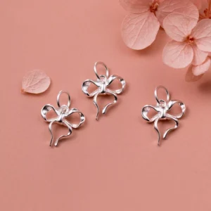 RENSINO New 925 Sterling Silver Elegant Bow Charm for Fashion Jewelry Making Pendant