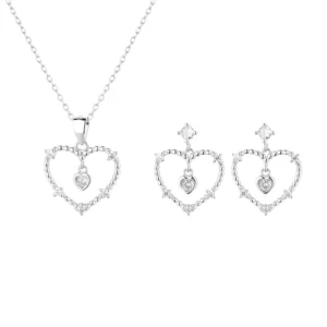 RENSINO New 925 Sterling Silver Love Heart Jewelry Set