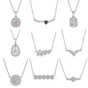 RENSINO New 925 Sterling Silver Necklace For Women 5A Cubic Zirconia Simulated Diamond Pendant Jewelry Supplier In Stock