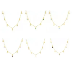 RENSINO New Arrival 925 Sterling Silver Jewelry for Women Colorful Square Zircon Charm Choker with Princess Cut Link Chain