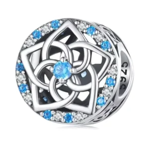 RENSINO New Arrival Flower Blue Zircon Personalized Charm Diy Hollow Designer Bracelet Beads Jewelry Making Vintage Silver 925 Charms