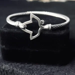 RENSINO New Arrival Sisterhood Pink and Green Greek Alpha Symbol Design Sorority IVY Soror Hook Connecting Stainless Steel David Bangle