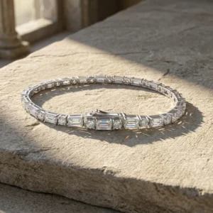 RENSINO New Arrival Stylish Jewelry 925 Solid Silver Unique shaped Moissanite Tennis Bracelet for Women Versatile Daily Wearable