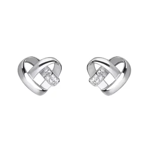 RENSINO New Arrival Women 925 Sterling Silver Glossy Love Heart Micro Zircon Stud Earrings Personality Ear Jewelry