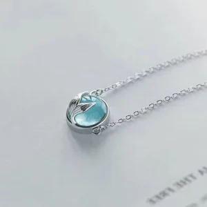 RENSINO New Arrivals 925 Sterling Silver Blue Fish Tail Necklaces Pendants for Women Hot Fashion Jewelry
